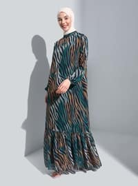 Emerald - Multi - Crew neck - Fully Lined - Modest Dress