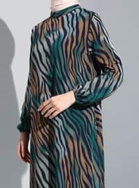 Emerald - Multi - Crew neck - Fully Lined - Modest Dress