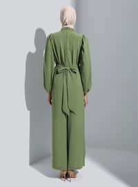 Unlined - Crew neck - Olive Green - Evening Jumpsuits