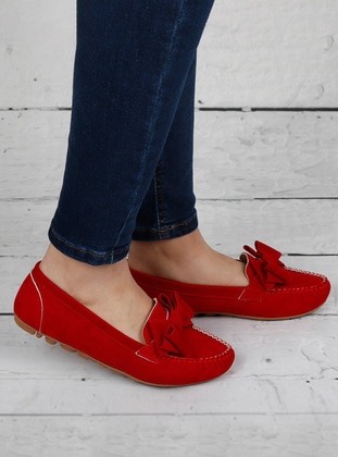Red - Flat - Casual - Flat Shoes - Renkli Butik