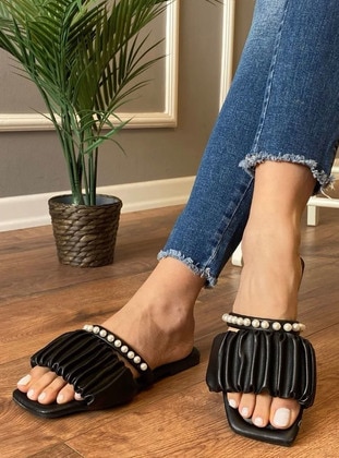 Black - Sandal - Slippers - Renkli Butik