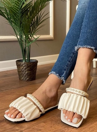 White - Sandal - Slippers - Renkli Butik