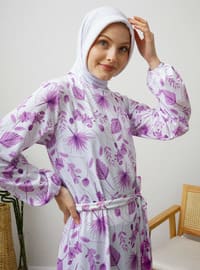 Lilac - Floral - Modest Dress