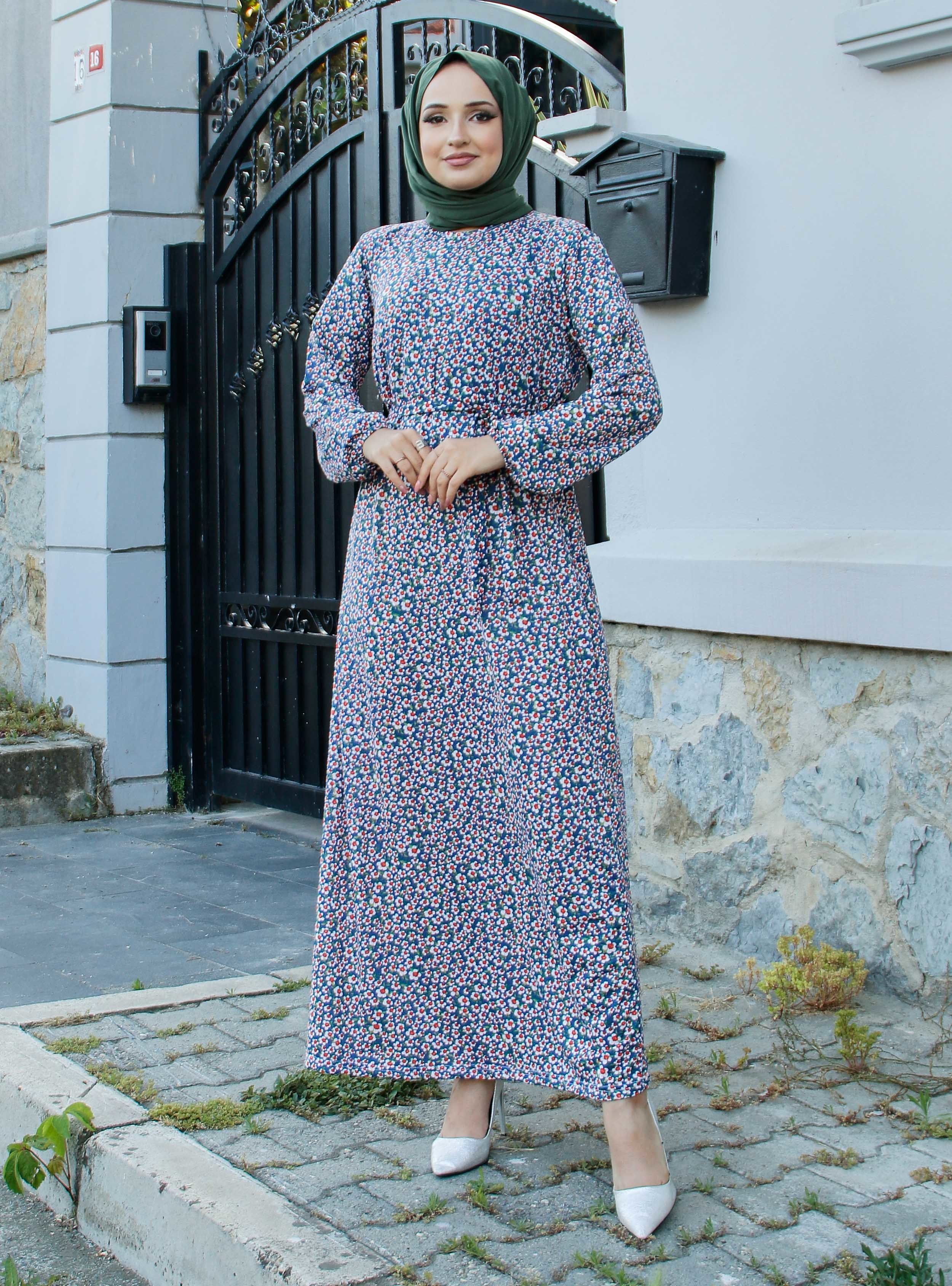 Saxe Blue - Floral - Modest Dress