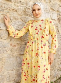 Yellow - Floral - Modest Dress