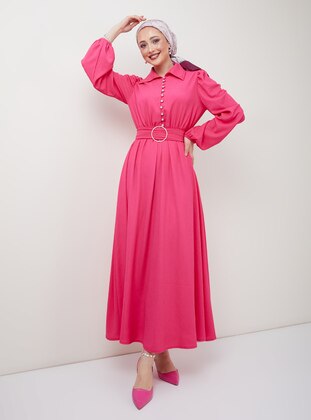 Pink - Polo - Unlined - Modest Dress - Therarebell