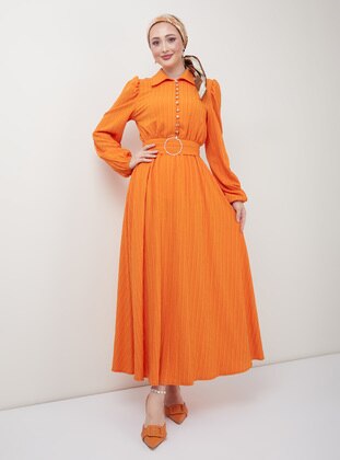 Orange - Polo - Unlined - Modest Dress - Therarebell