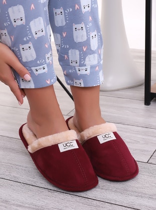 200gr - Burgundy - Flat Slippers - Home Shoes - Wordex