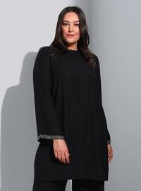 Black - Double-Breasted - Unlined - Plus Size Evening Suit