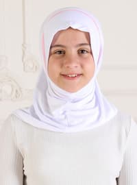أبيض - من لون واحد - فيسكوز - حجابات جاهزة