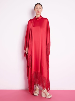 أحمر - نسيج غير مبطن - فستان - Nuum Design