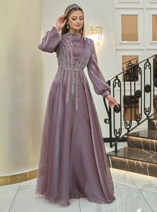 Dusty Rose - Fully Lined -  - Modest Evening Dress - Aslan Polat