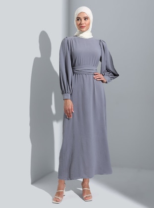 Silver Color - Gray - Modest Dress - Refka