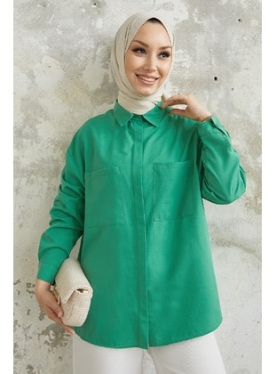 Meadow Green - Cuban Collar - Blouses - InStyle