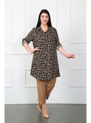 Tan - Plus Size Tunic - By Alba Collection