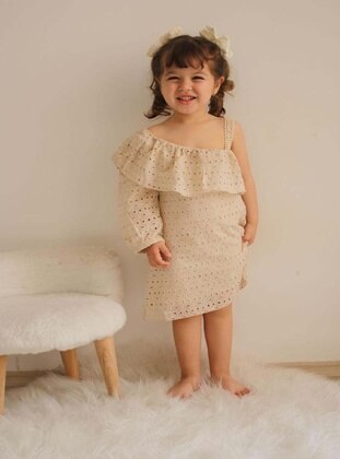 Beige - Baby Dress - Miniko Kids