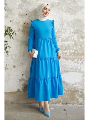 Blue - Unlined - Modest Dress - InStyle