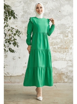 Green - Unlined - Modest Dress - InStyle