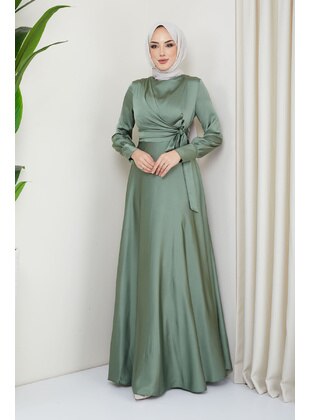 Mint Green - Unlined - Modest Evening Dress - İmaj Butik