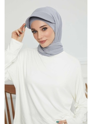 Grey - Plain - Cotton - Shawl - Aisha`s Design