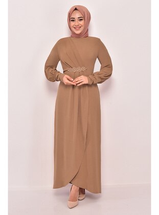 Camel - Modest Evening Dress - Moda Merve