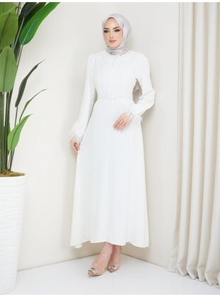 Ecru - Modest Evening Dress - Hakimoda