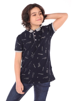 Toontoy Erkek Çocuk Komple Baskılı Tişört-Lacivert