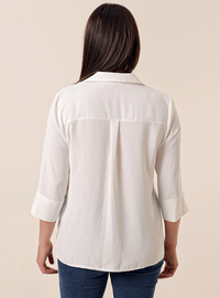 Plus Size Polo Blouse White