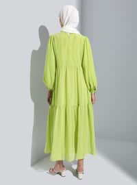 Olive Green - Crew neck - Fully Lined - Modest Dress