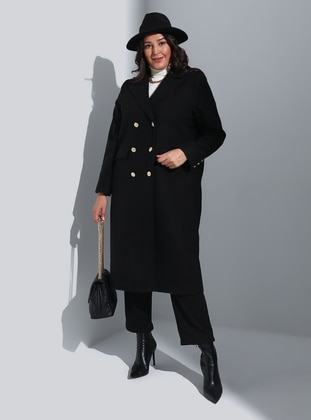 Black - Plus Size Coat - Alia