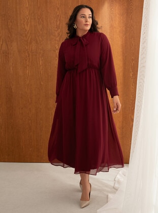Burgundy - Plus Size Dress - Alia