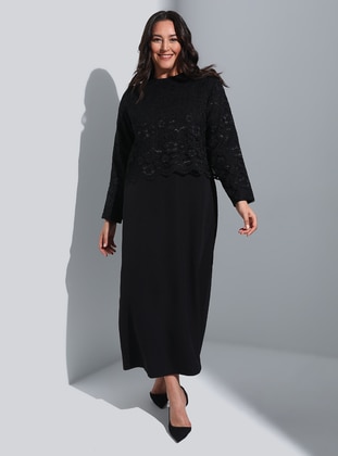 Black - Plus Size Evening Dress - Alia