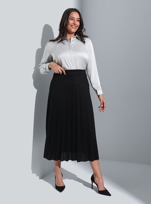 Black - Plus Size Skirt - Alia