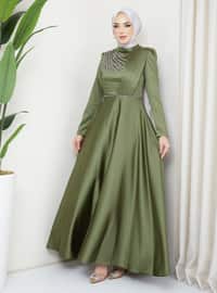 Light Green - Unlined - Crew neck - Modest Evening Dress