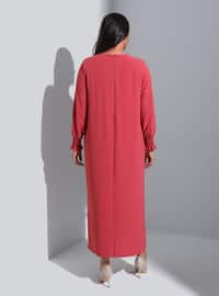 وردي جاف - فستان مقاس كبير