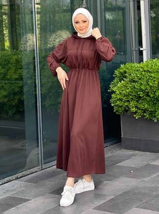 Brown - Unlined - Modest Dress - ZENANE