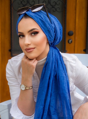 أزرق بترولي - من لون واحد - حجابات جاهزة - AİŞE TESETTÜR
