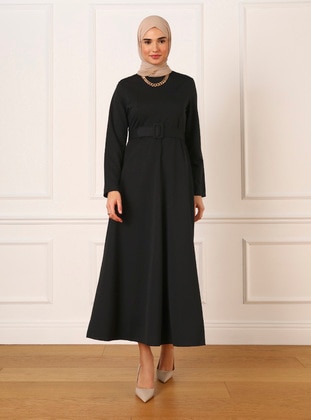Black - Modest Dress - Refka