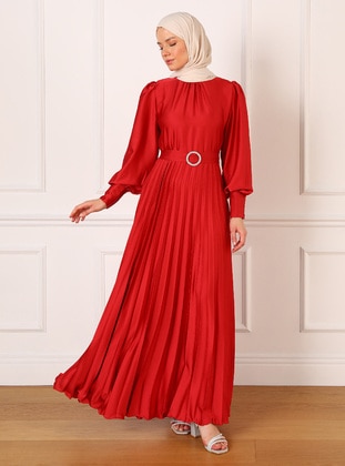 Red - Modest Evening Dress - Refka