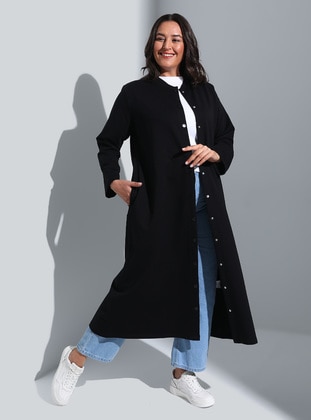 Black - Plus Size Topcoat - Alia