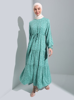 Green - Modest Dress - Bürün