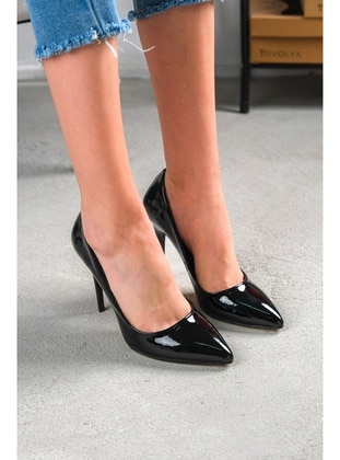Black Patent Leather - High Heel - Heels - DİVOLYA
