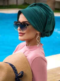 أخضر زمردي - من لون واحد - بولي أميد 12 - حجابات جاهزة