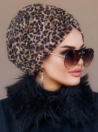 Leopard Patterned - Printed - Cotton - Instant Scarf