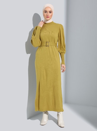 Olive Green - Knit Dresses - Refka