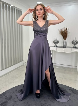 Grey - Modest Evening Dress - Rana Zenn