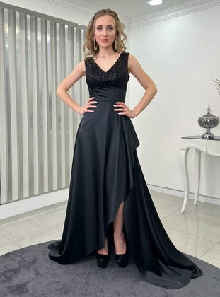 Black - Modest Evening Dress - Rana Zenn