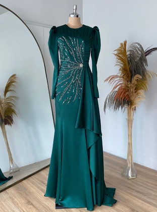 Emerald - Fully Lined - Crew neck - Modest Evening Dress - Lavienza