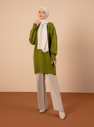 Olive Green - Knit Tunic - Refka Woman