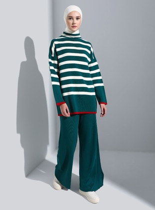 Emerald - Stripe - Unlined - Polo neck - Knit Suits - Benin